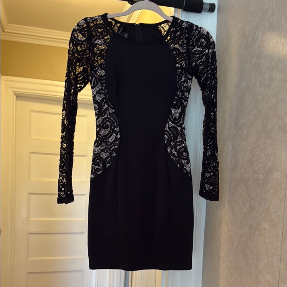 BCX Black Lace Long Sleeve Dress
